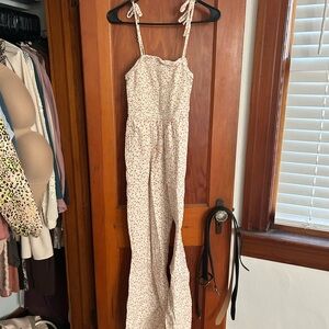 True Craft Women's Cream and Pink Wide Leg Pants Romper